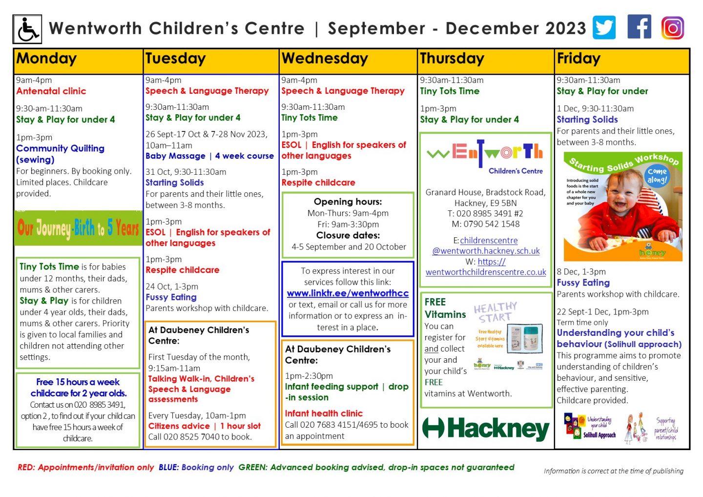 Wentworth Children's Centre | Timetable